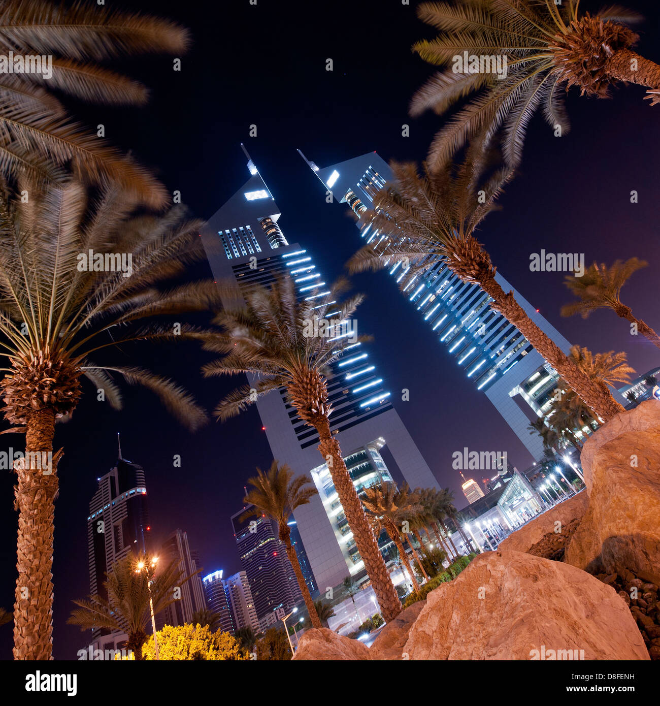 Emirates Towers, Dubai, Vereinigte Arabische Emirate Stockfoto