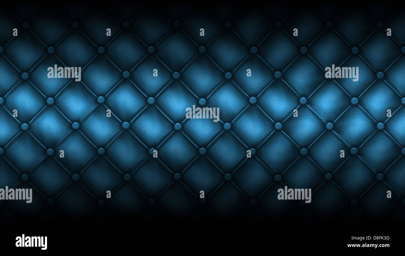 Aus gestepptem Leder Textur ein Sofa. Blaue Farbe Stockfoto