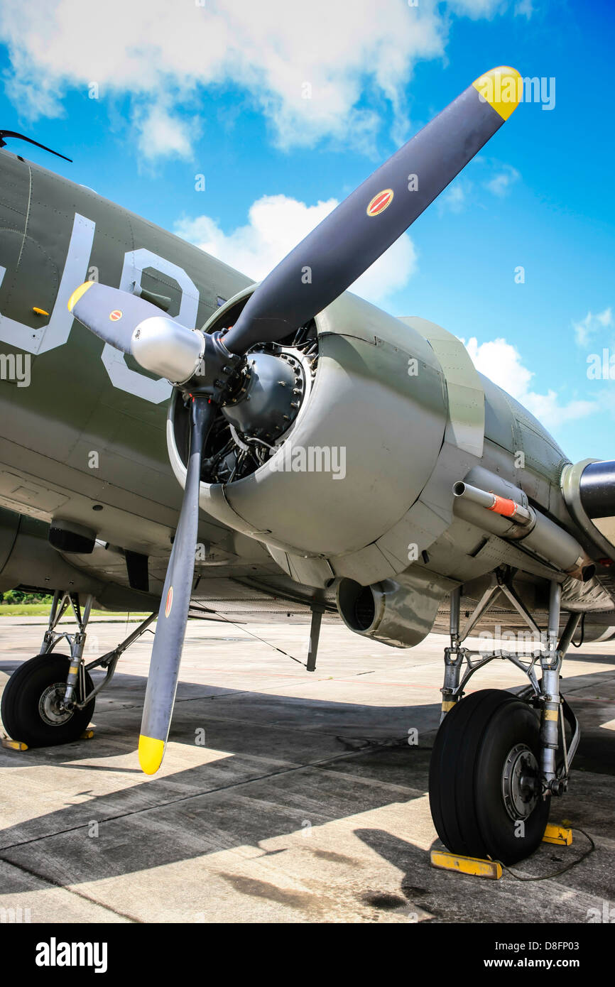 Eine Fame Douglas C47 Dakota des d-Day auf dem Fantasy of Flight-Flugplatz bei Polk City FL Stockfoto