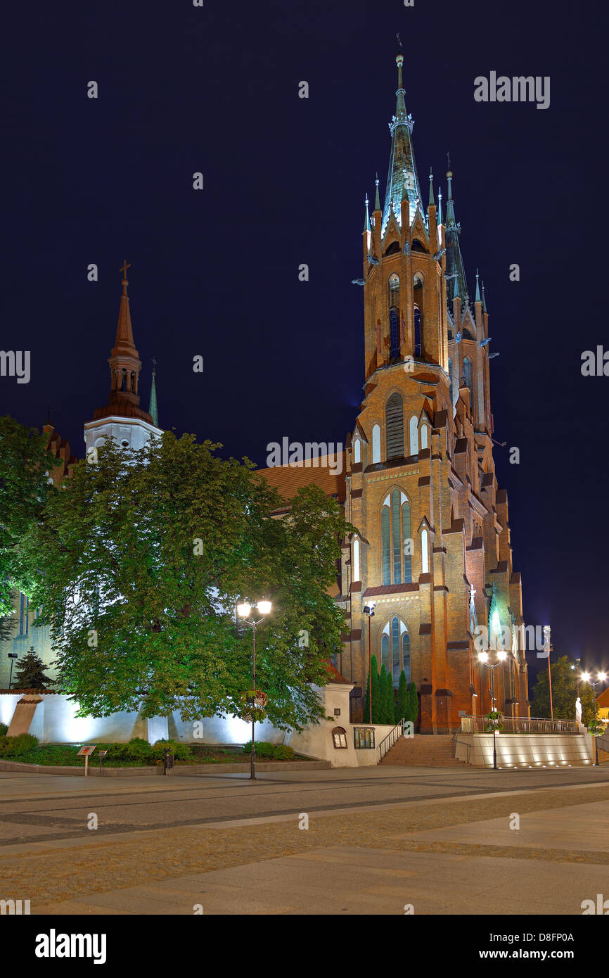 Kathedrale Basilica in der Nacht in Bialystok, Polen. Stockfoto