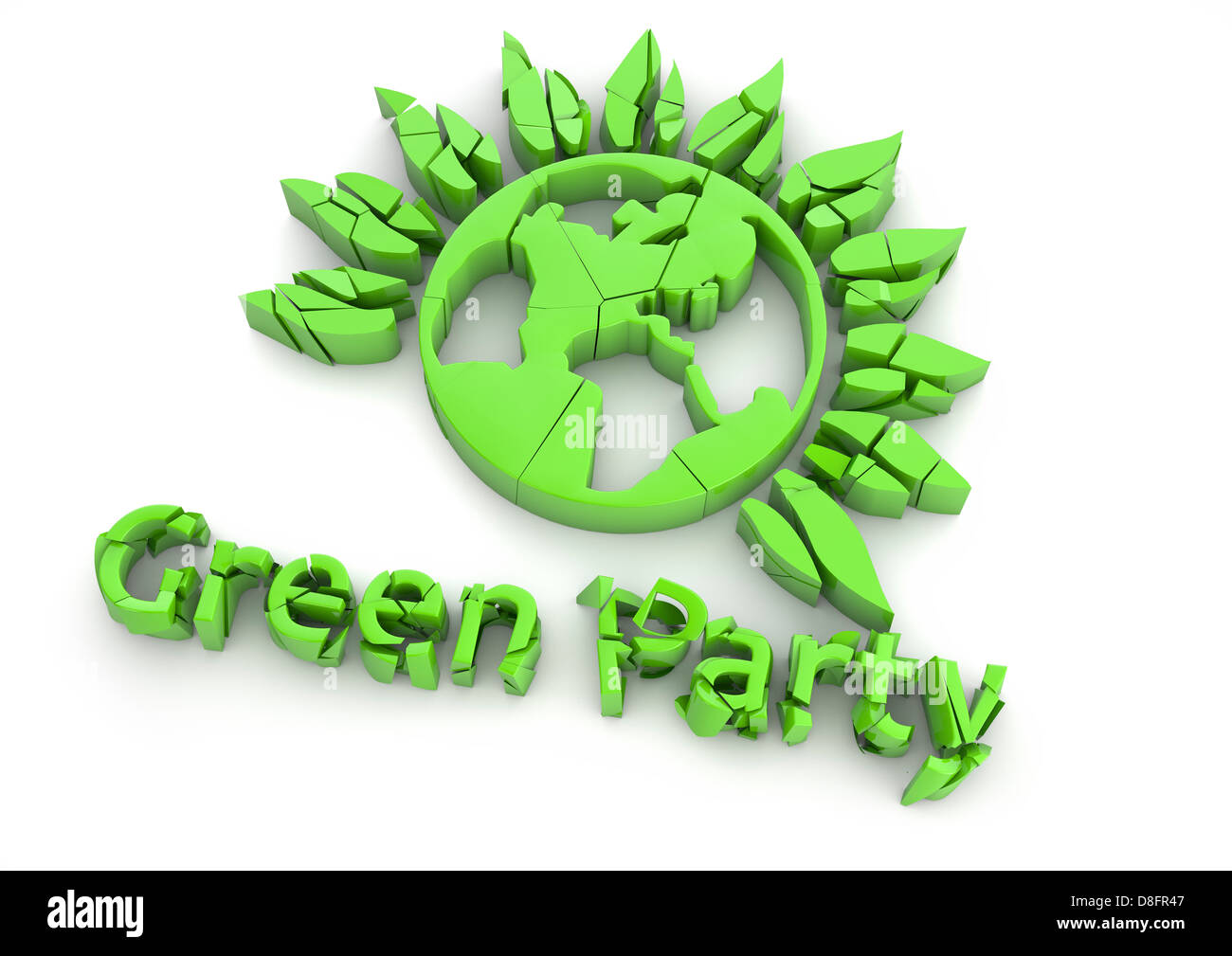 Grüne Partei Logo bröckelt Stockfoto