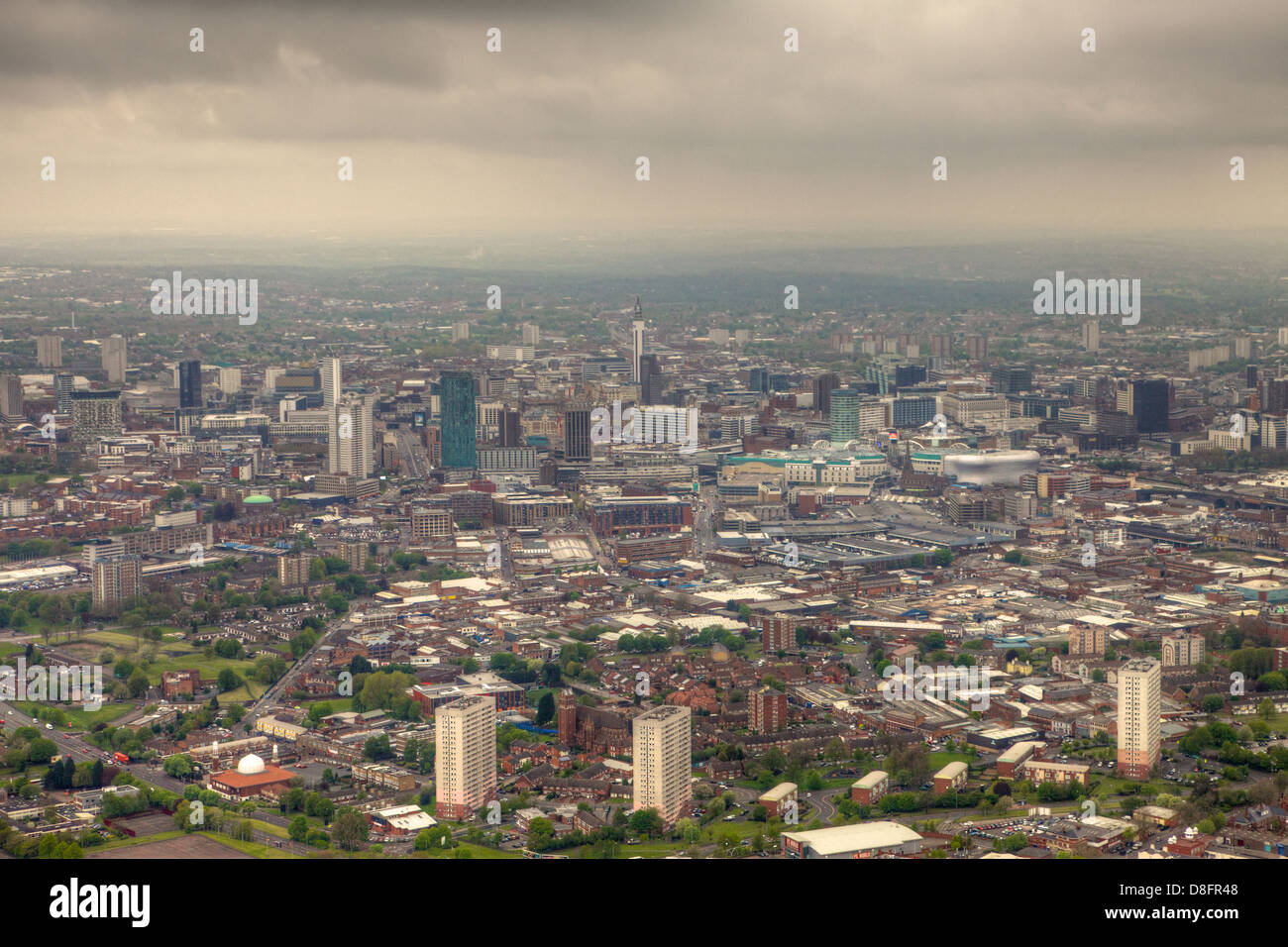 Aerial Fotografieren von Birmingham City Centre 2013 zeigt volle Stadtbild Stockfoto