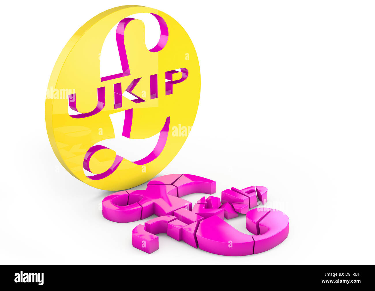 Bröckelnden / gebrochen UKIP-Logo, die auseinander fallen Stockfoto