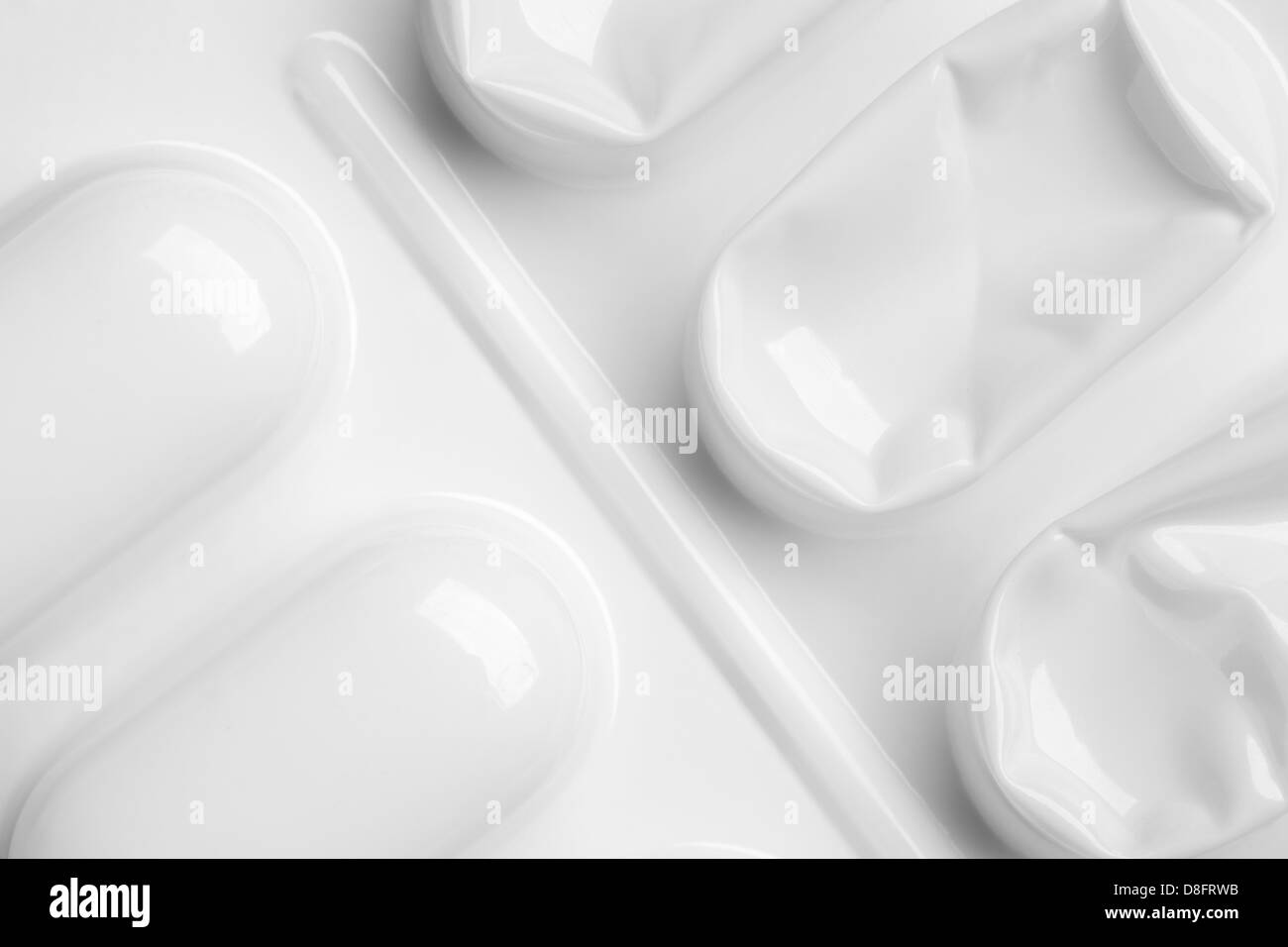 weißer Blisterpackung von Tabletten oder medizinischen Hintergrund Stockfoto