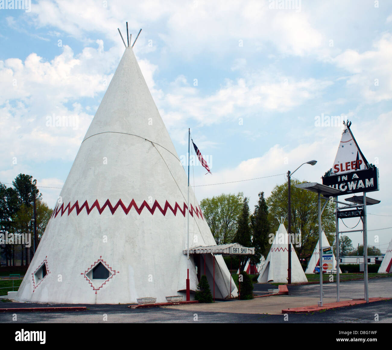 Wigwam Motel Zeichen in Kentucky Cave City Stockfoto