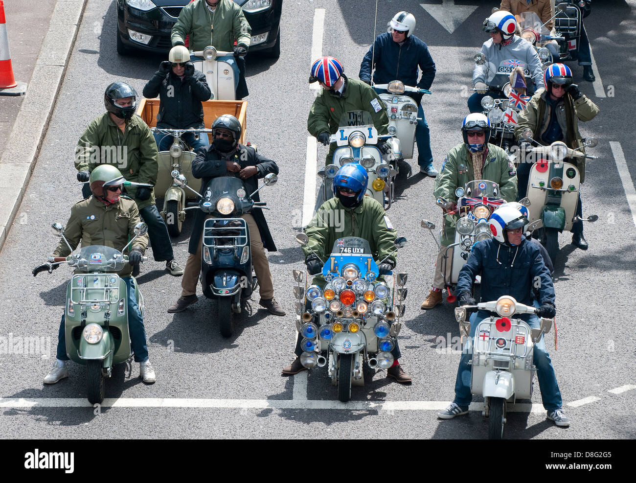 Scooter-Rallye in London, england Stockfoto