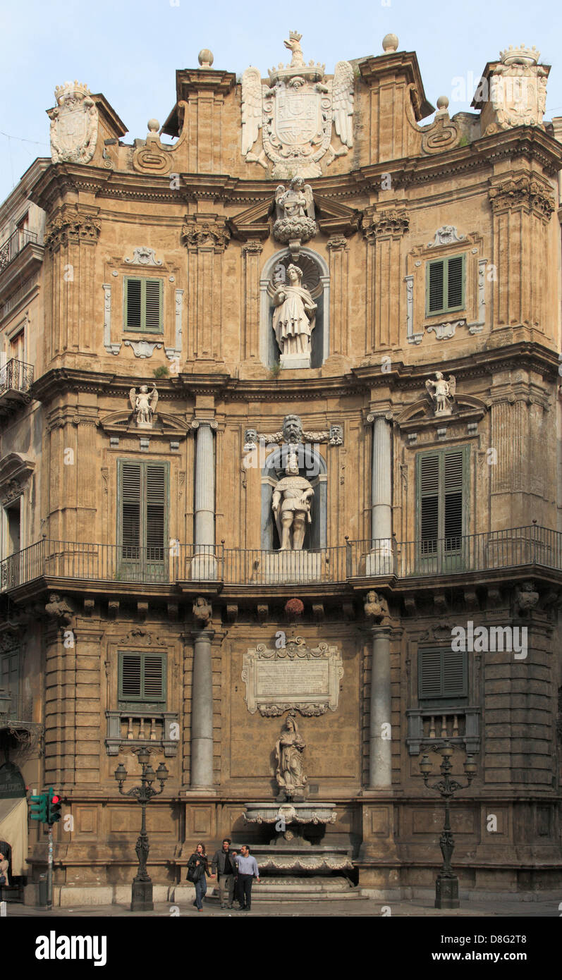 Italien, Sizilien, Palermo, Quattro Canti, Stockfoto