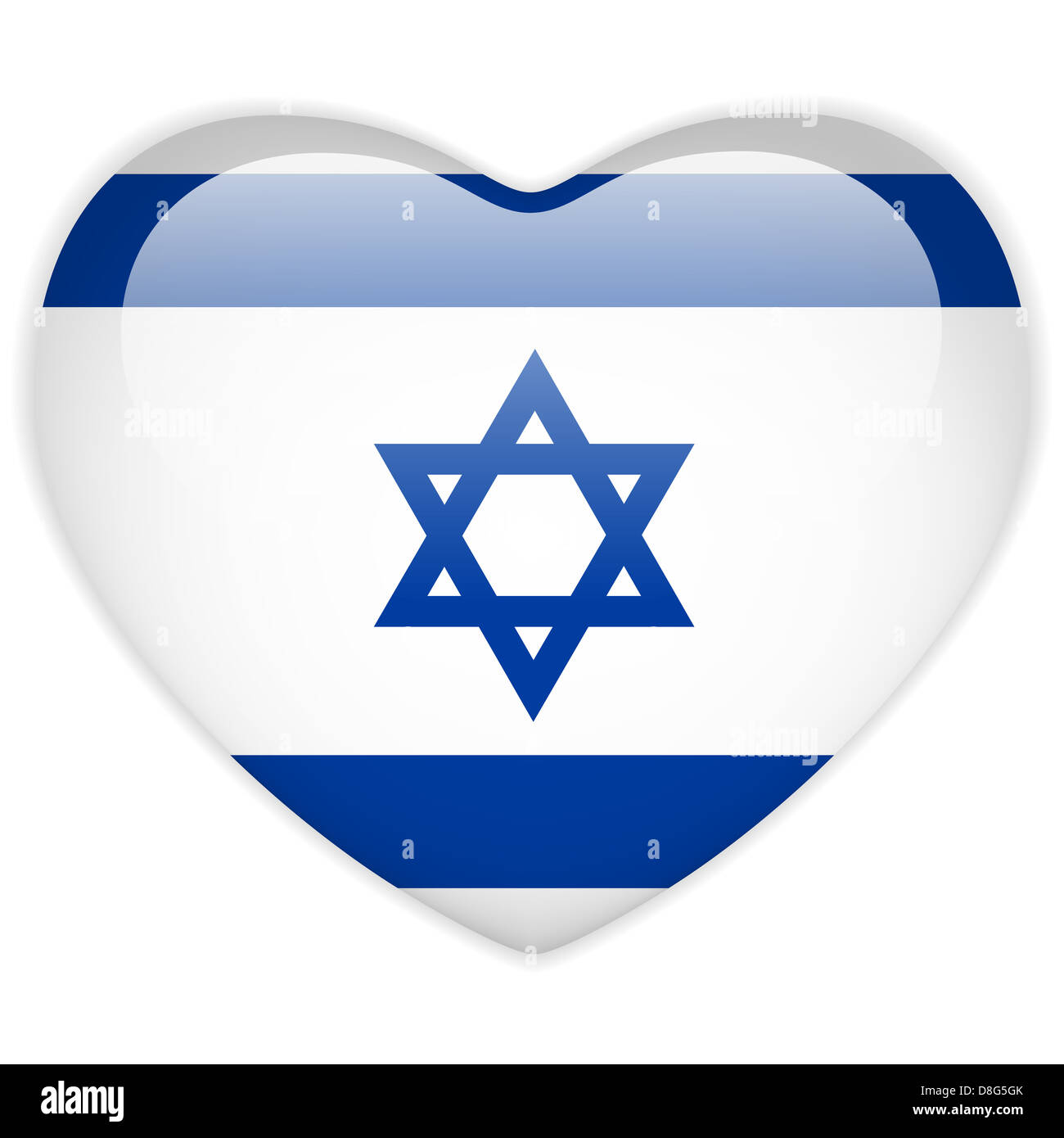 Vektor - Herz Israel Flagge glänzend Knopf Stockfoto