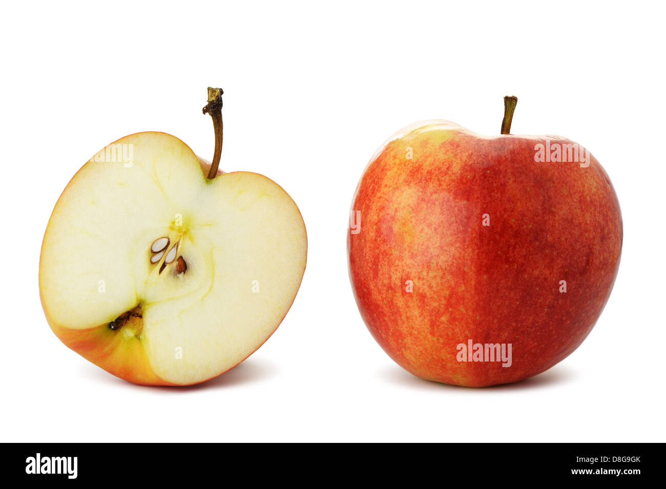 Der Schnitt und der vollständigen Apfel Stockfoto