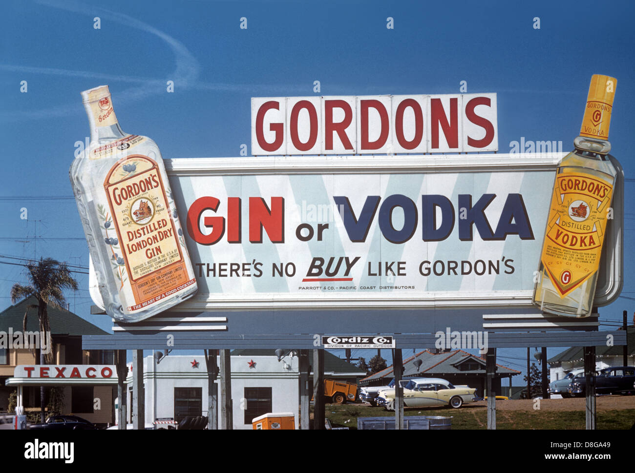 Gordons Gin Plakatwand in San Diego, ca. 1960 Stockfoto