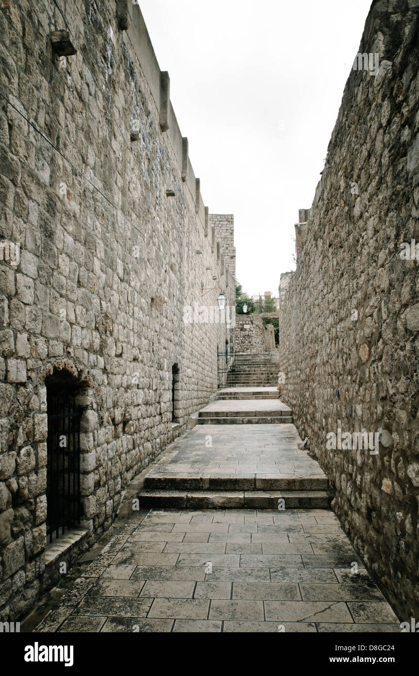 Stadtmauer in der Altstadt von Dubrovnik, Kroatien Stockfoto