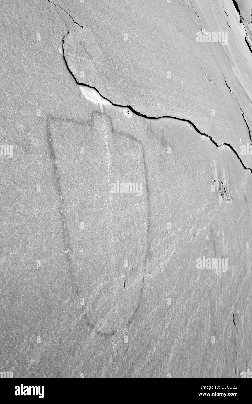 Native American Piktogramm an der Wand oberhalb der Dirty Devil River im südlichen Utah. Stockfoto