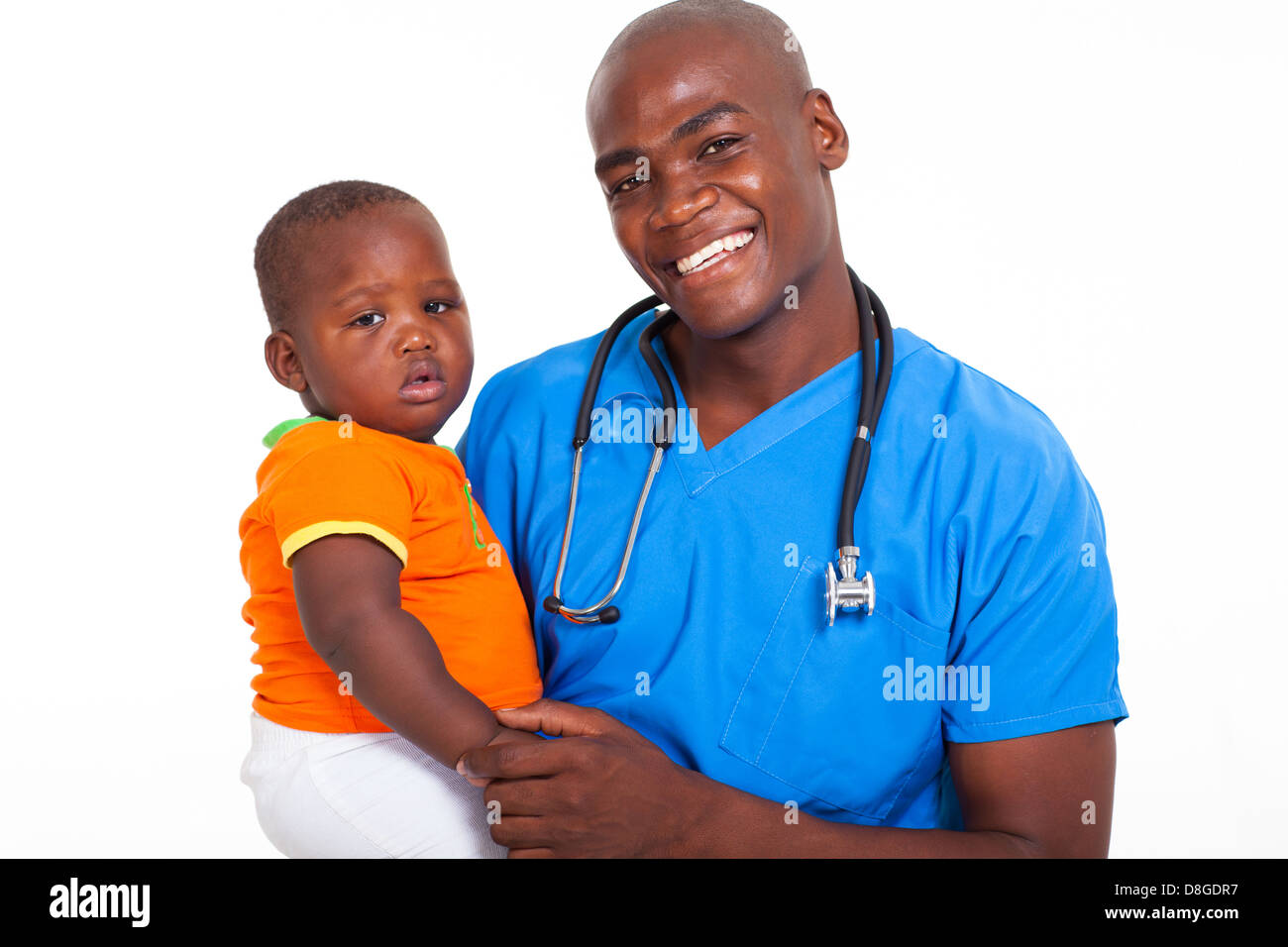 Porträt von Afro amerikanische männliche Kinderarzt mit jungen Patienten Stockfoto