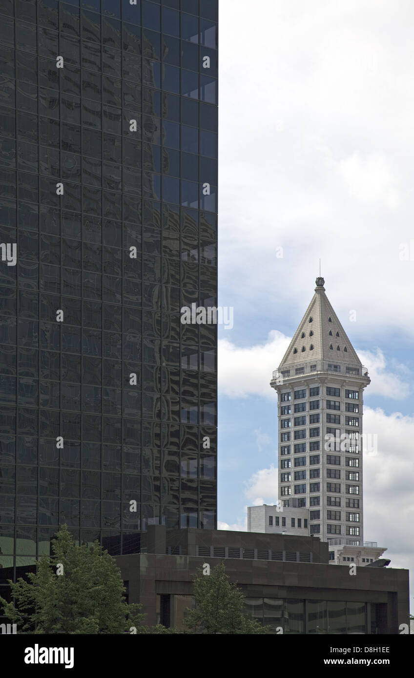 Smith Tower & Columbia Center, Seattle, Vereinigte Staaten Stockfoto