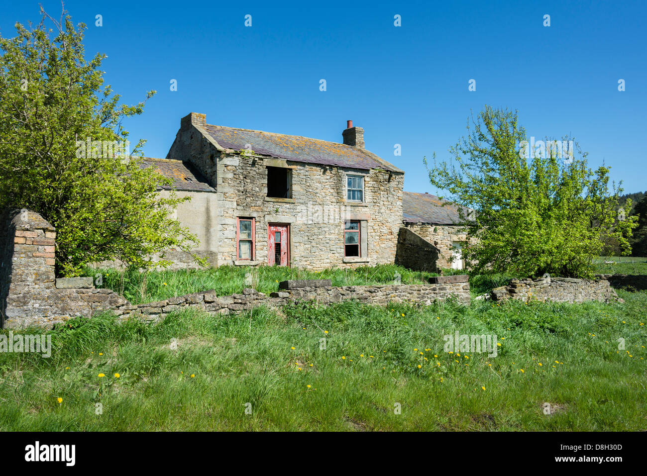 Zerstörten Haus - diese Ruine ist von vielen verlassenen Gebäude/Hütte/Bauernhaus liegen verlassenen in der englischen Landschaft Stockfoto