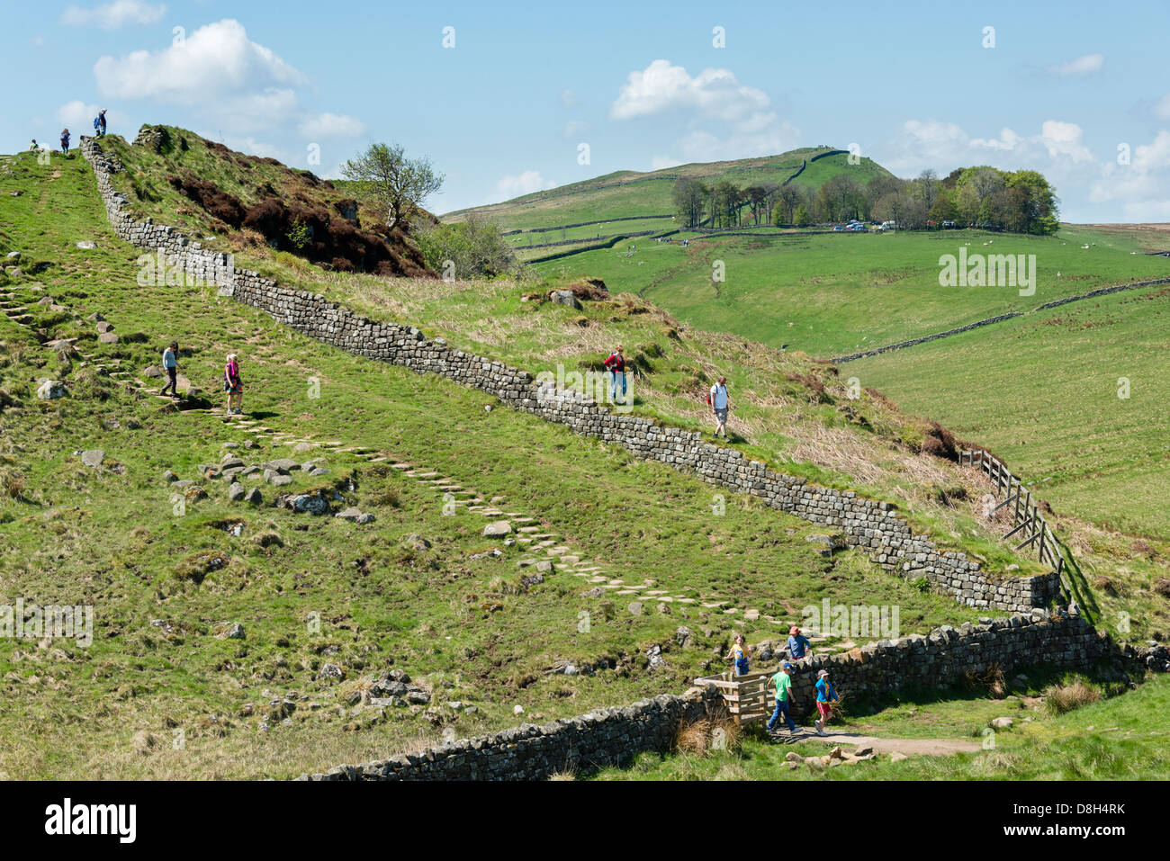 Familien Wandern Hadrianswall Stockfoto