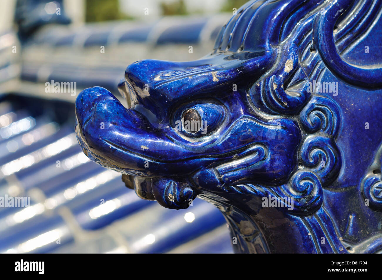 Drachen Figur auf Wand Fliesen, Himmelstempel, Peking Stockfoto