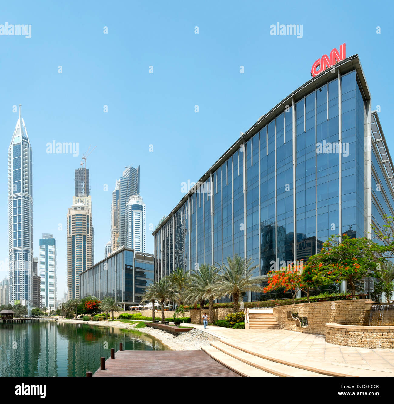 Ansicht von Bürogebäuden im Media City District in Dubai Vereinigte Arabische Emirate Stockfoto