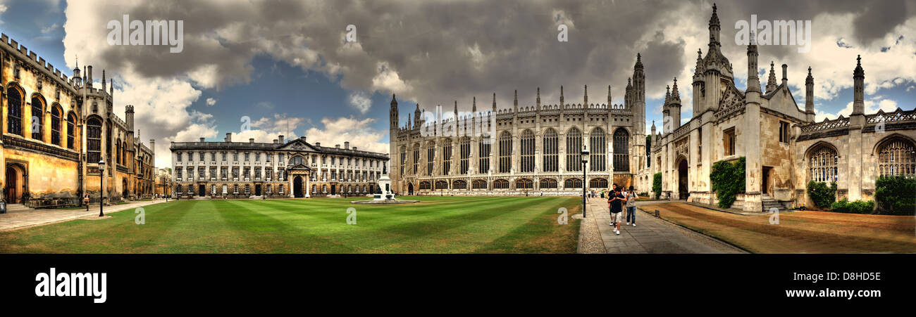 Panorama der Könige University College in Cambridge Stockfoto