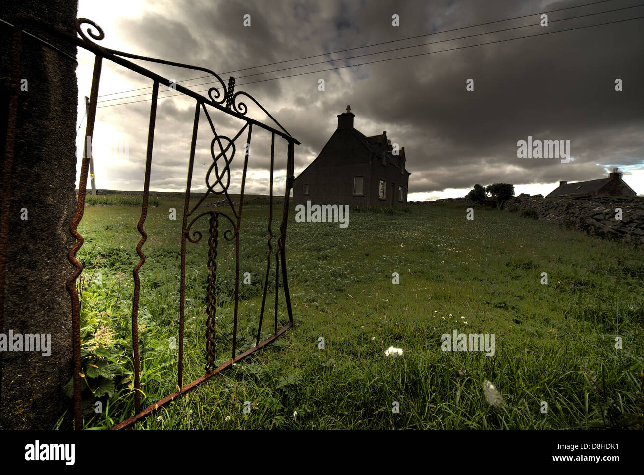 Dramatische Ruine Western Isles Cottage, Barvas Lewis, Western Isles , Scottish Highlands, Schottland, UK Stockfoto