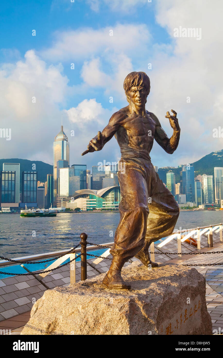 Kung Fu Filmstar Bruce Lee Statue, die Avenue of Stars, Tsim Sha Tsui, Kowloon, Hong Kong, China, Asien Stockfoto