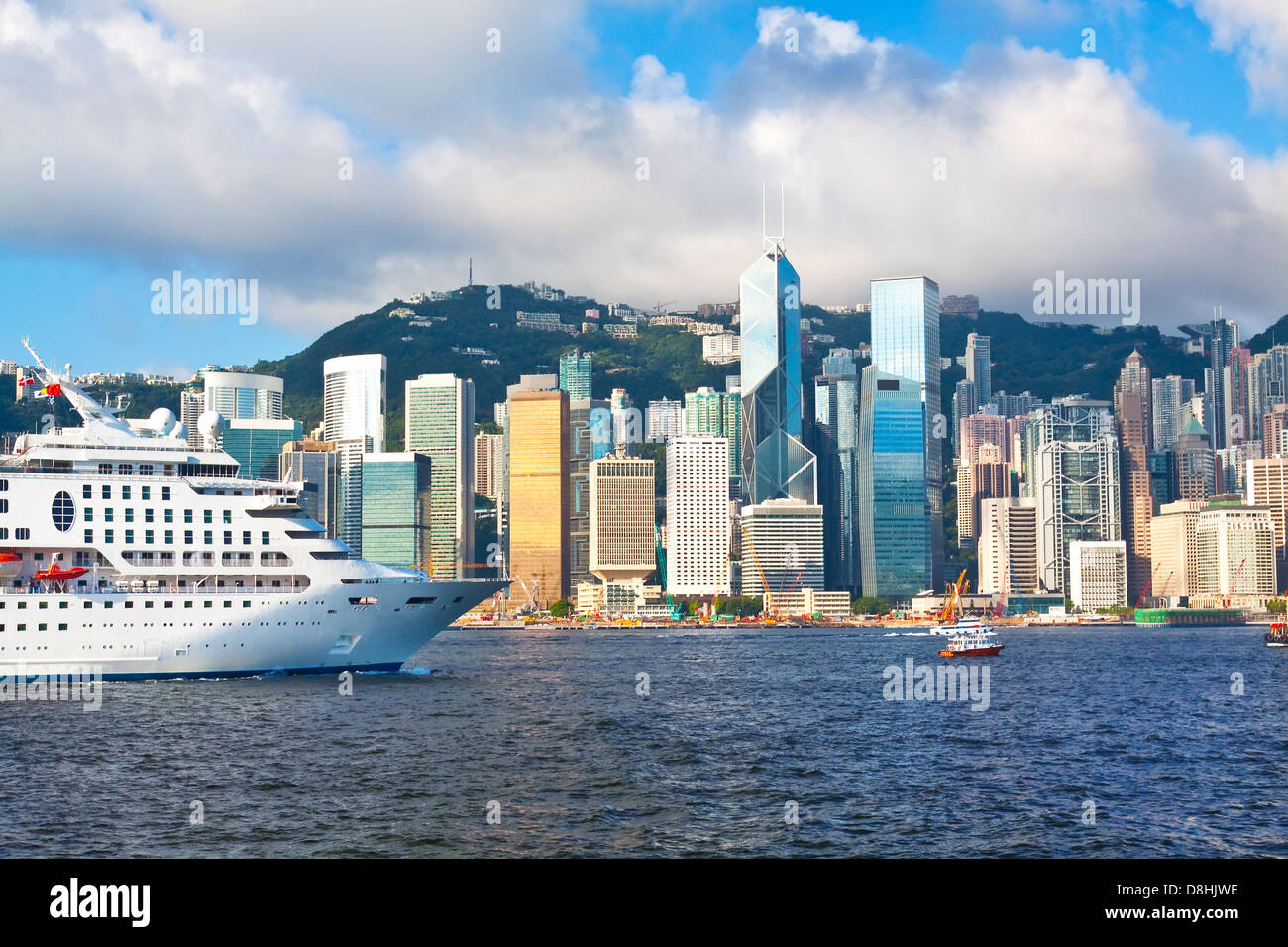 Skyline von Central, Hong Kong Island, Victoria Harbour, Hongkong, China, Asien Stockfoto