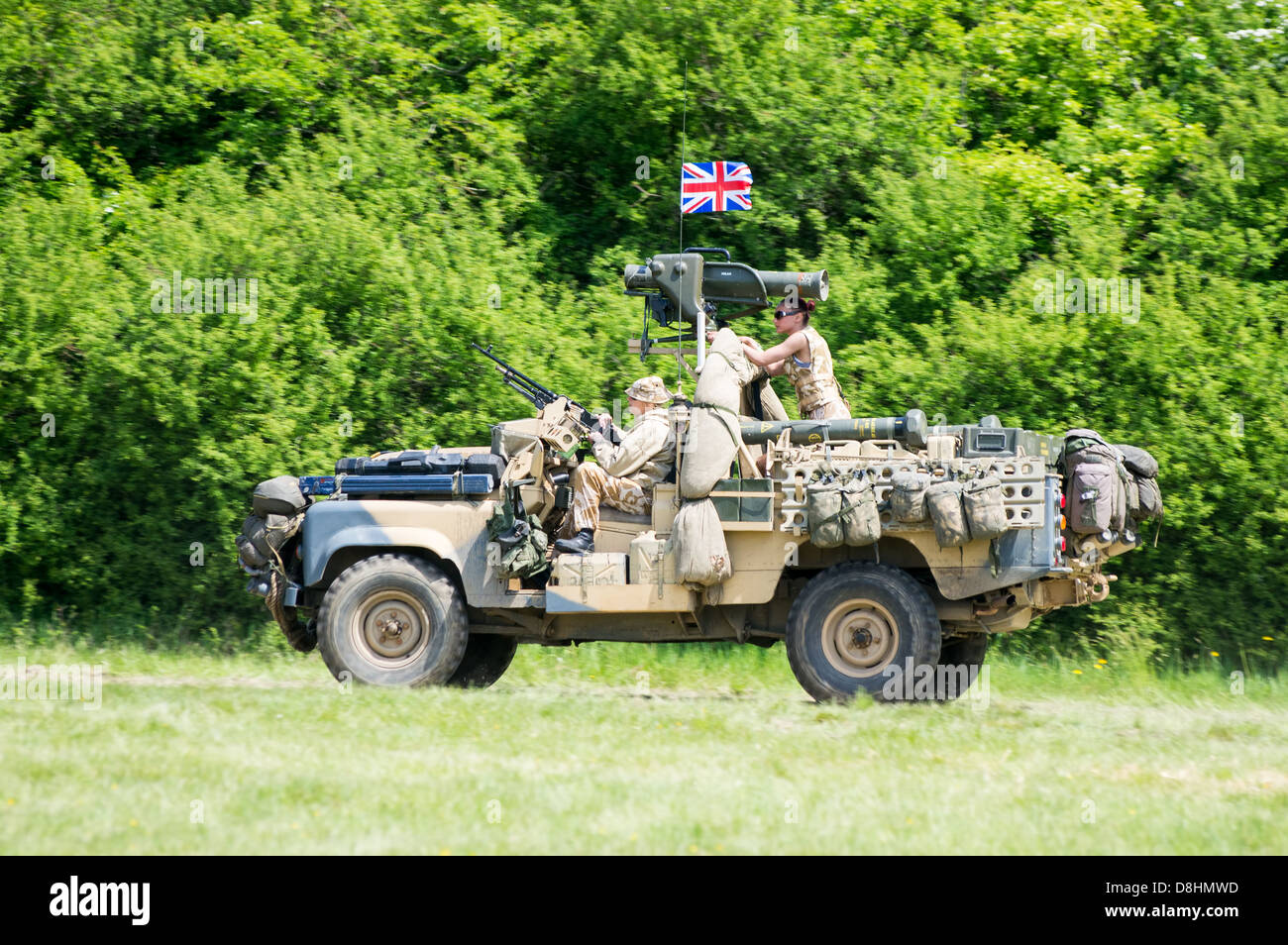 Britische Armee Land Rover 110 HiCap V8 SAS SOV Operationen Spezialfahrzeug auf dem Display an der 2013 Denmead Overlord, d-Day-Anzeige Stockfoto