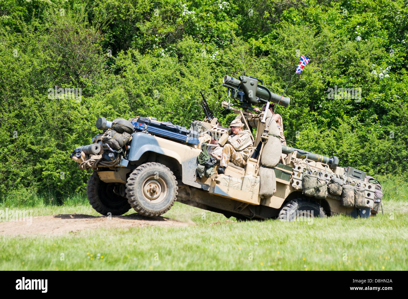 Britische Armee Land Rover 110 HiCap V8 SAS SOV Operationen Spezialfahrzeug auf dem Display an der 2013 Denmead Overlord, d-Day-Anzeige Stockfoto