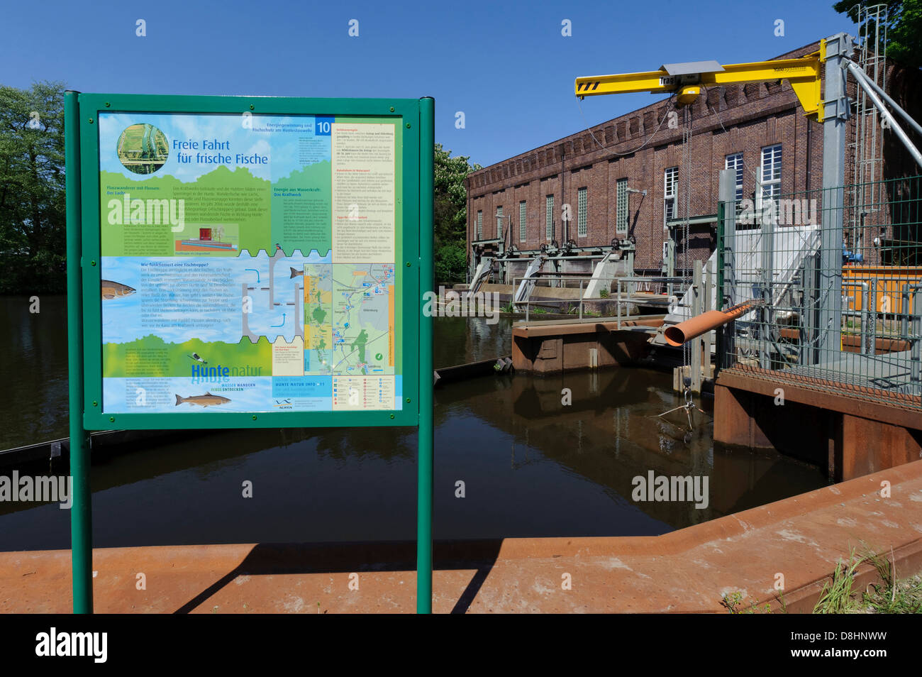 hydroelektrischen Kraftwerk Oldenburg auf Hunte Fluss, Oldenbuger Land, Niedersachsen, Deutschland Stockfoto