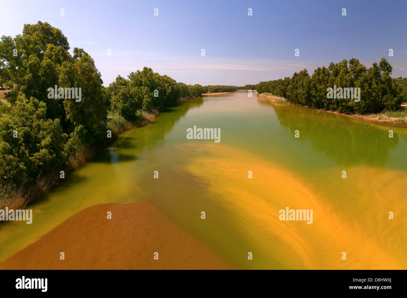 Verschmutzung, Odiel River, Gibraleon, Provinz Huelva, Region von Andalusien, Spanien, Europa Stockfoto