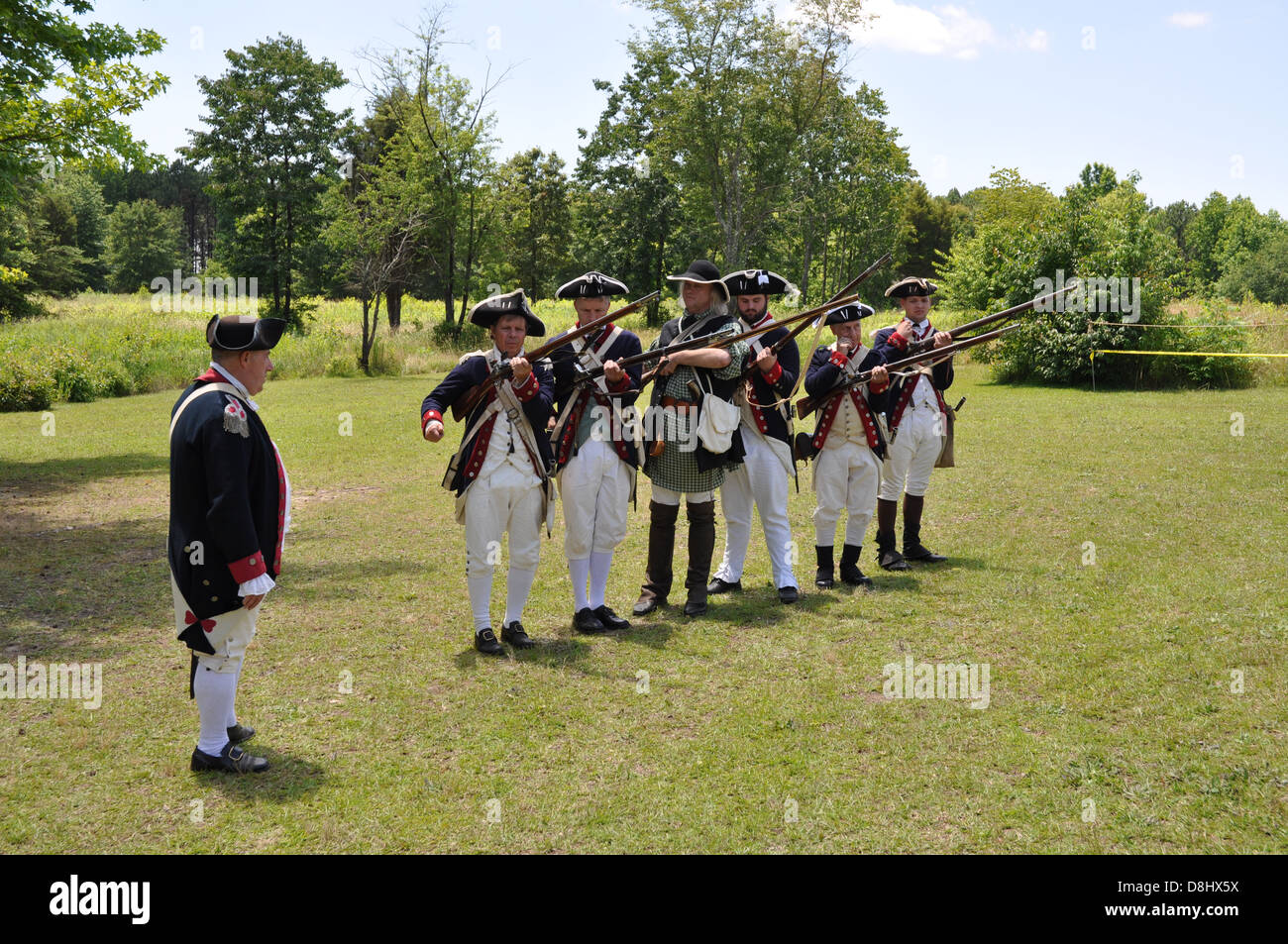 Ein Waffen-Demonstration bei Cowpens National Battlefield. Stockfoto