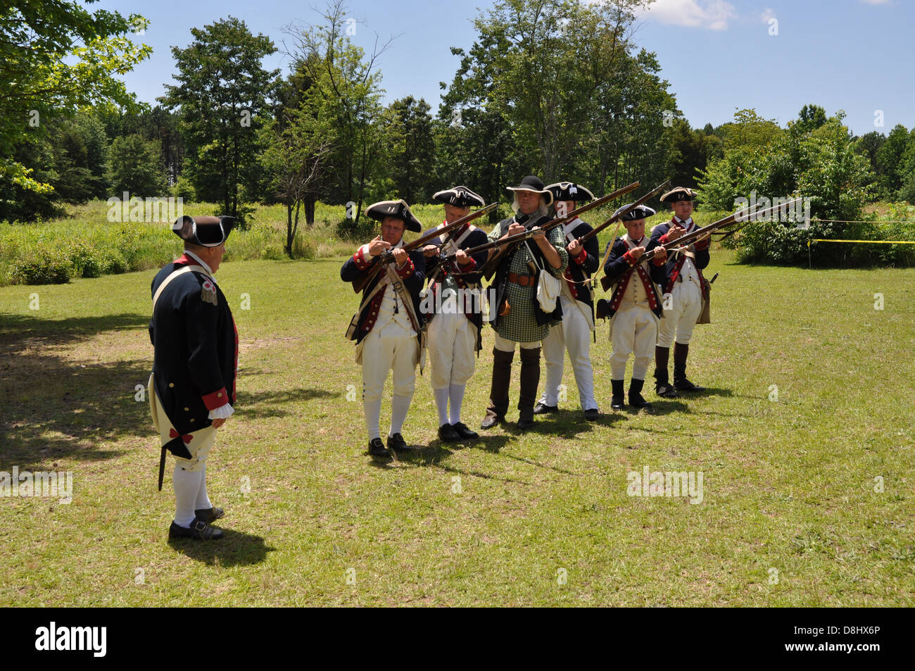 Ein Waffen-Demonstration bei Cowpens National Battlefield. Stockfoto