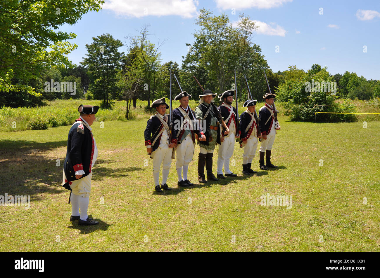 Ein Waffen-Demonstration bei Cowpens National Battlefield. Stockfoto