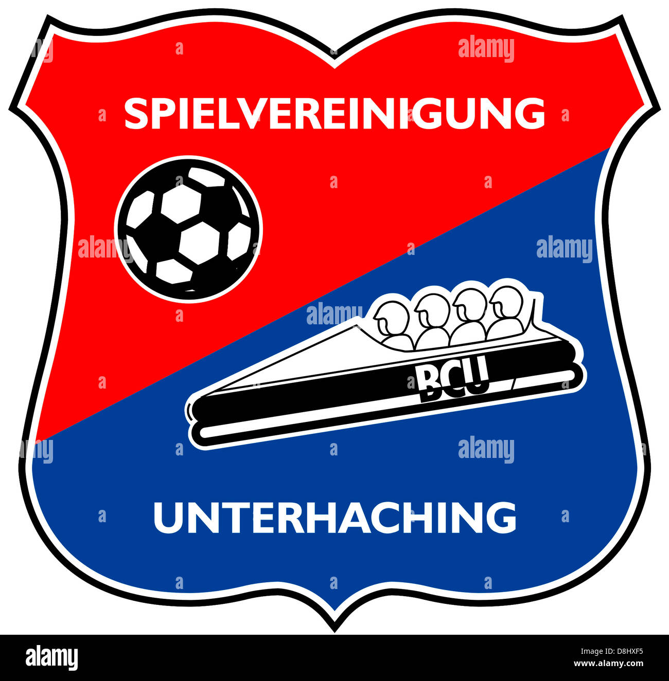 Logo des deutschen Fußball-Nationalmannschaft SpVgg Unterhachingen. Stockfoto