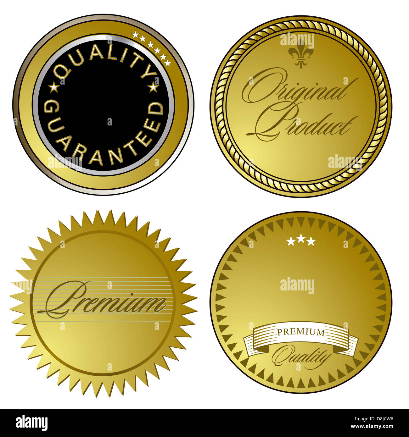 Gold Seal of Approval und Embleme Stockfoto