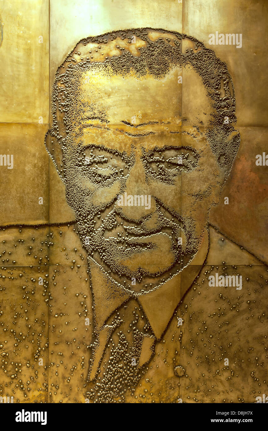 Präsident Lyndon Baines Johnson, geätzt Magnesiumplatte. Stockfoto