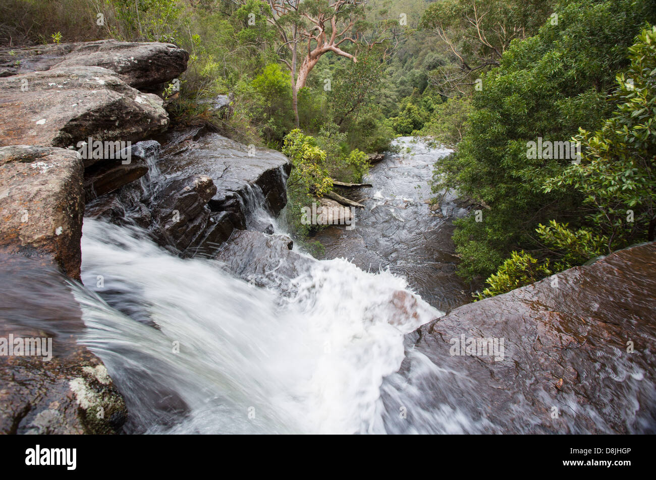 Wasser über Felsen am oberen National verliebt sich in den Royal National Park, Australien Stockfoto