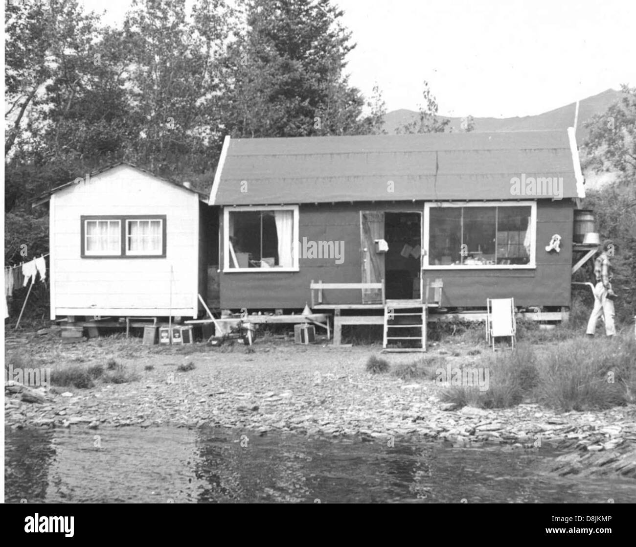 Altes kleines Haus Vintage Bild. Stockfoto