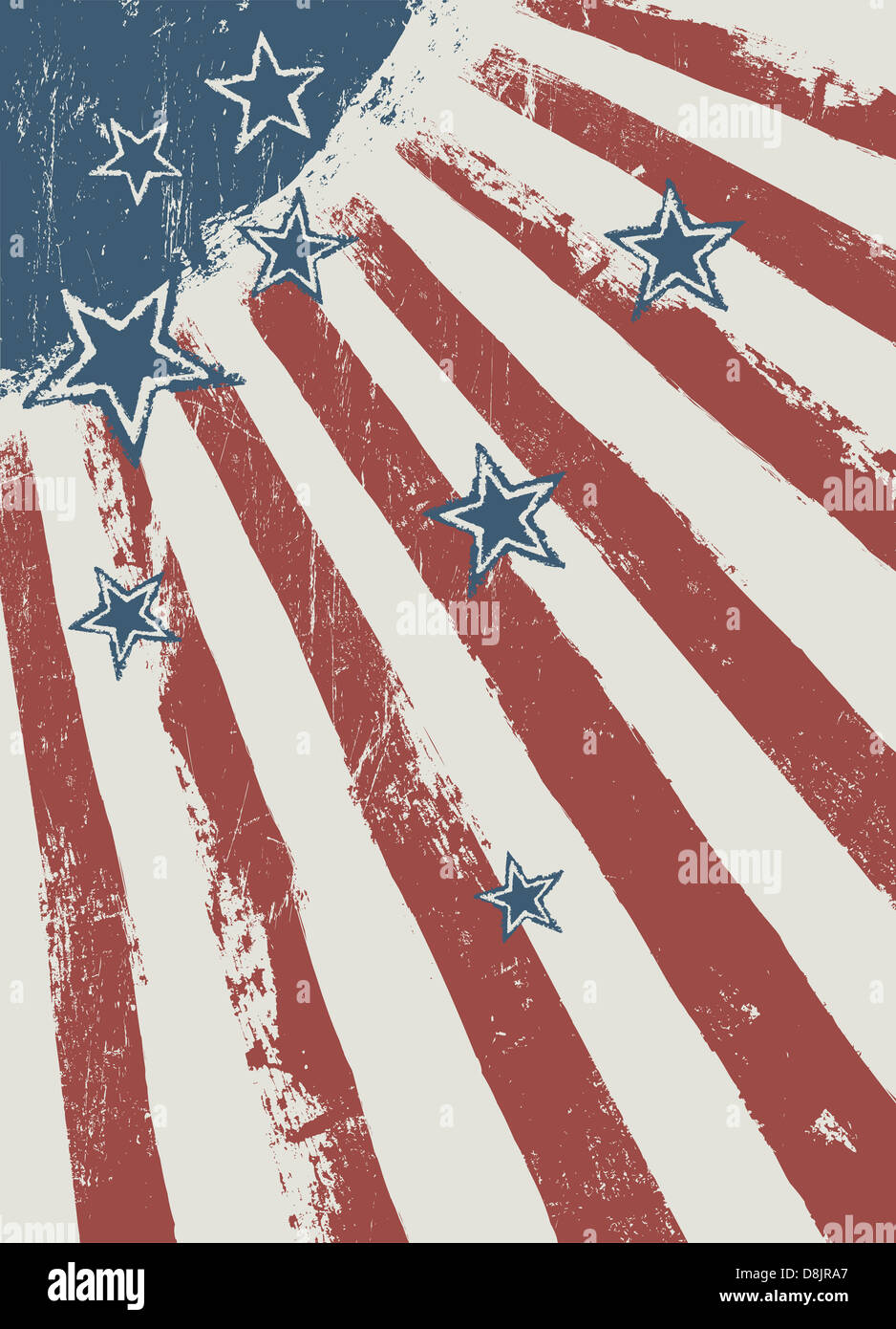 Sterne auf zerkratzten amerikanische Flagge Textur Stockfoto