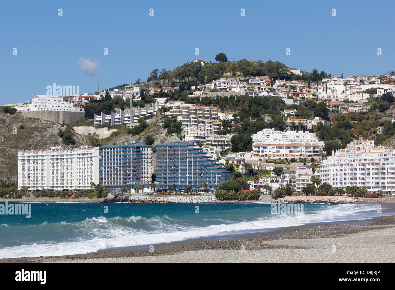 Der Strand in Almunecar Costa Tropical, Andalusien, Spanien Stockfoto