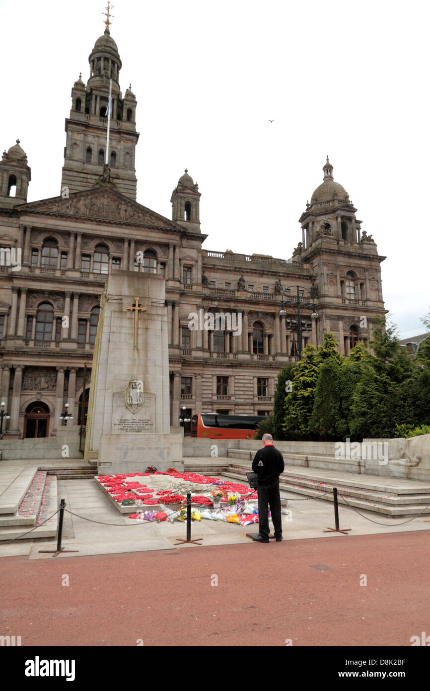 Kriegerdenkmal, Glasgow Kenotaph Schlagzeuger Lee Rigby, Soldaten, Glasgow, UK Stockfoto