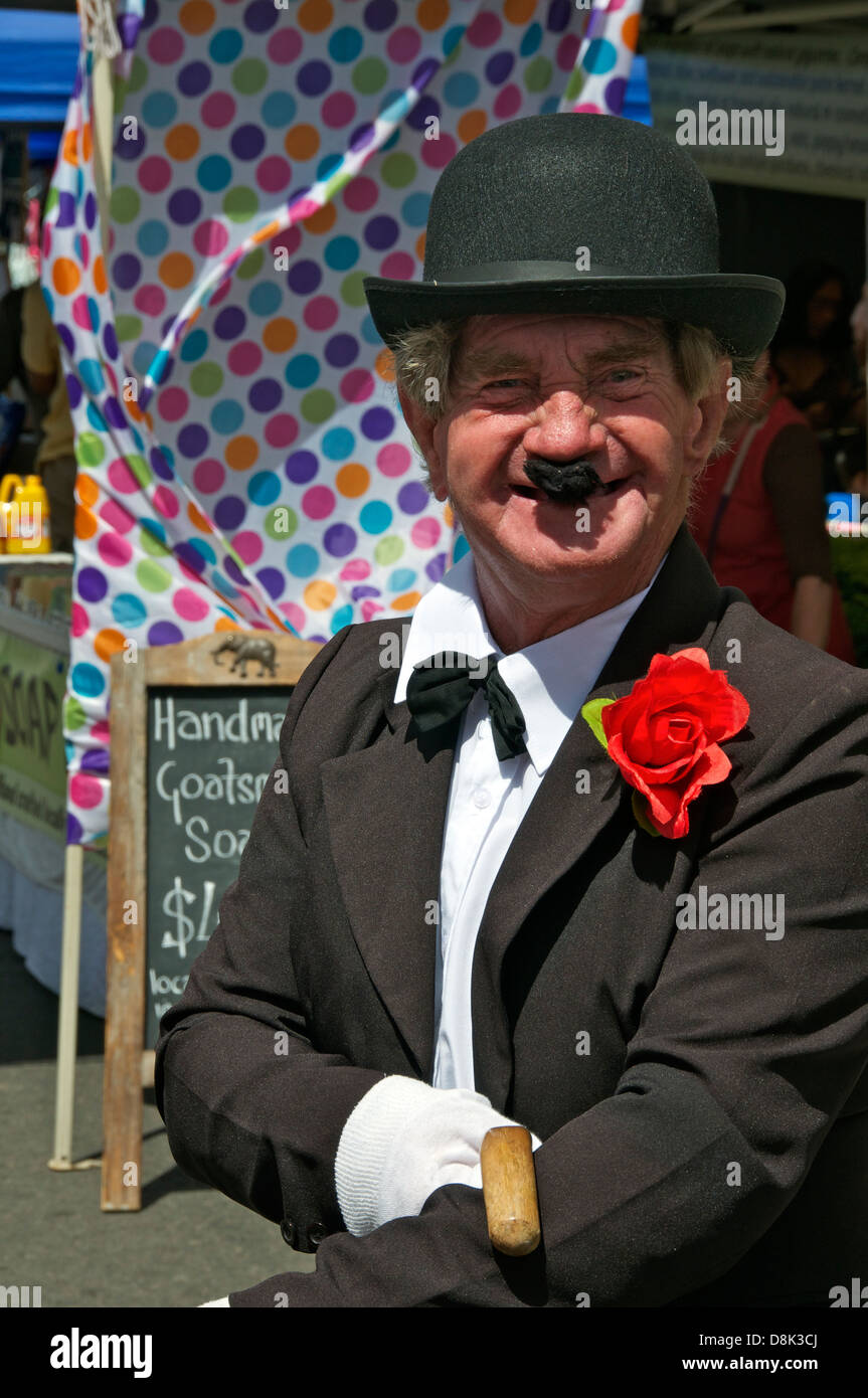 Charlie Chaplin Impersonater Maryborough Queensland Australien Stockfoto