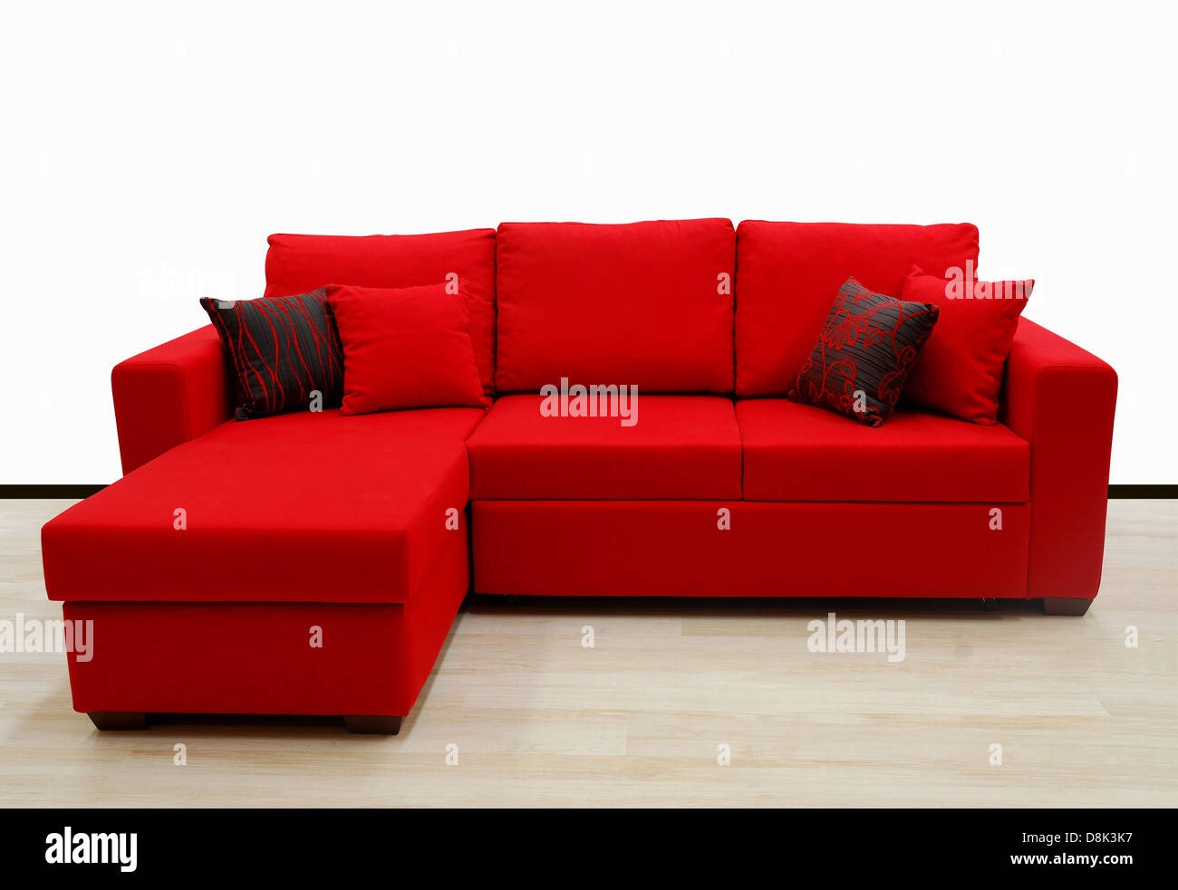 L Form vier sitzenden Sofa, rote Farbe Stockfoto