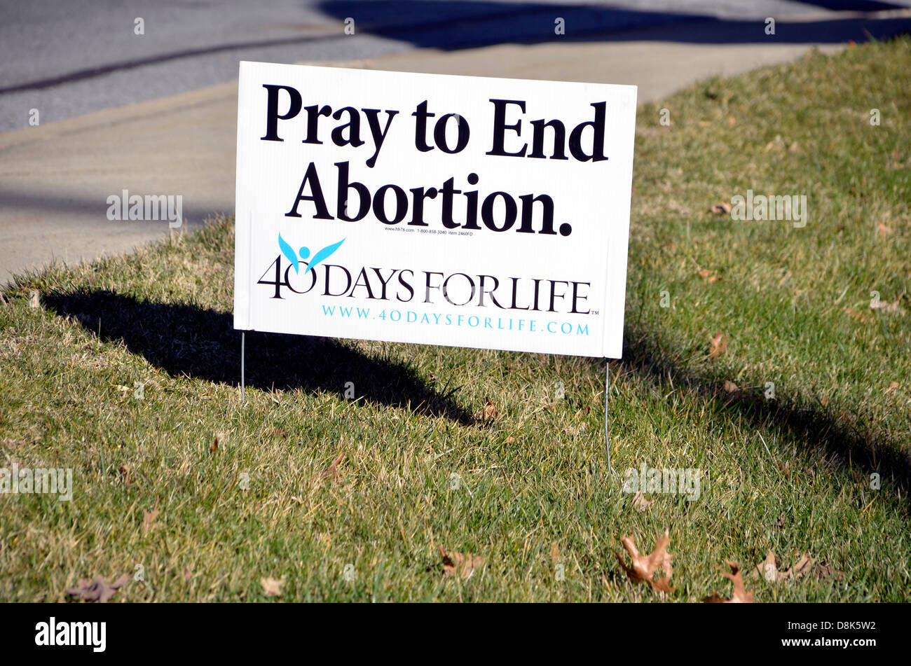 Pro Life-Schild außerhalb einer Kirche in Greenbelt, Maryland Stockfoto