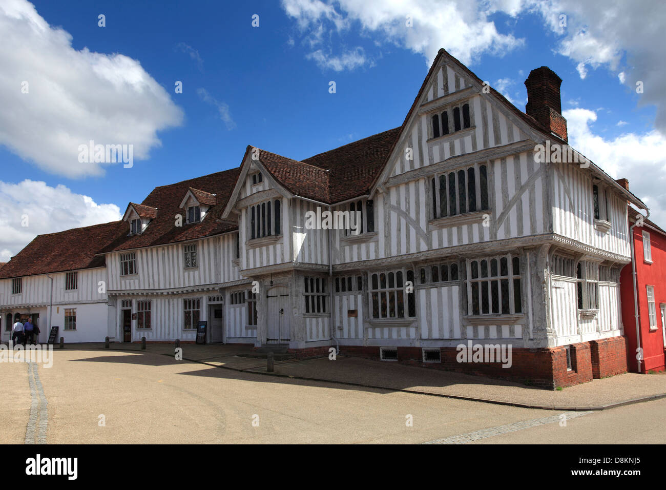 Das Corpus Christi Rathaus, Marktplatz, Lavenham Dorf, Suffolk County, England, Großbritannien. Im 16. Jahrhundert erbaut. Stockfoto