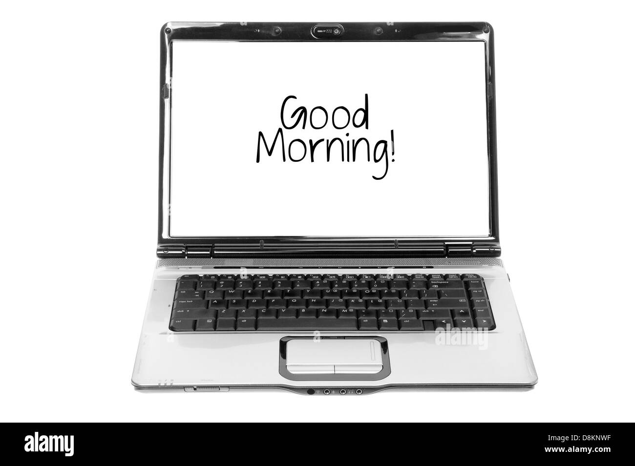 Laptop-Computer mit Botschaft Stockfoto