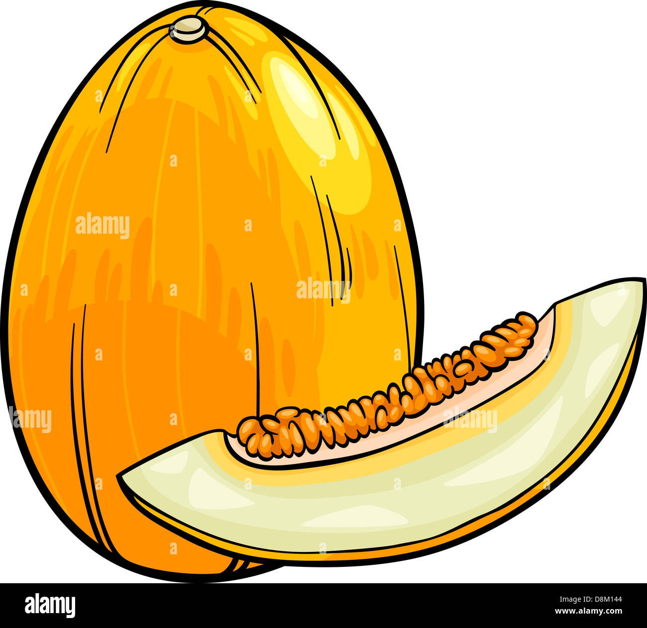 Cartoon Illustration von gelber Melone Frucht essen Objekt Stockfoto