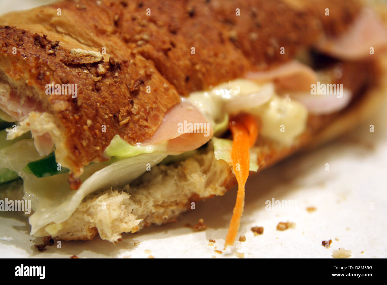 Frischer Schinken-Sandwich-Nahaufnahme Stockfoto