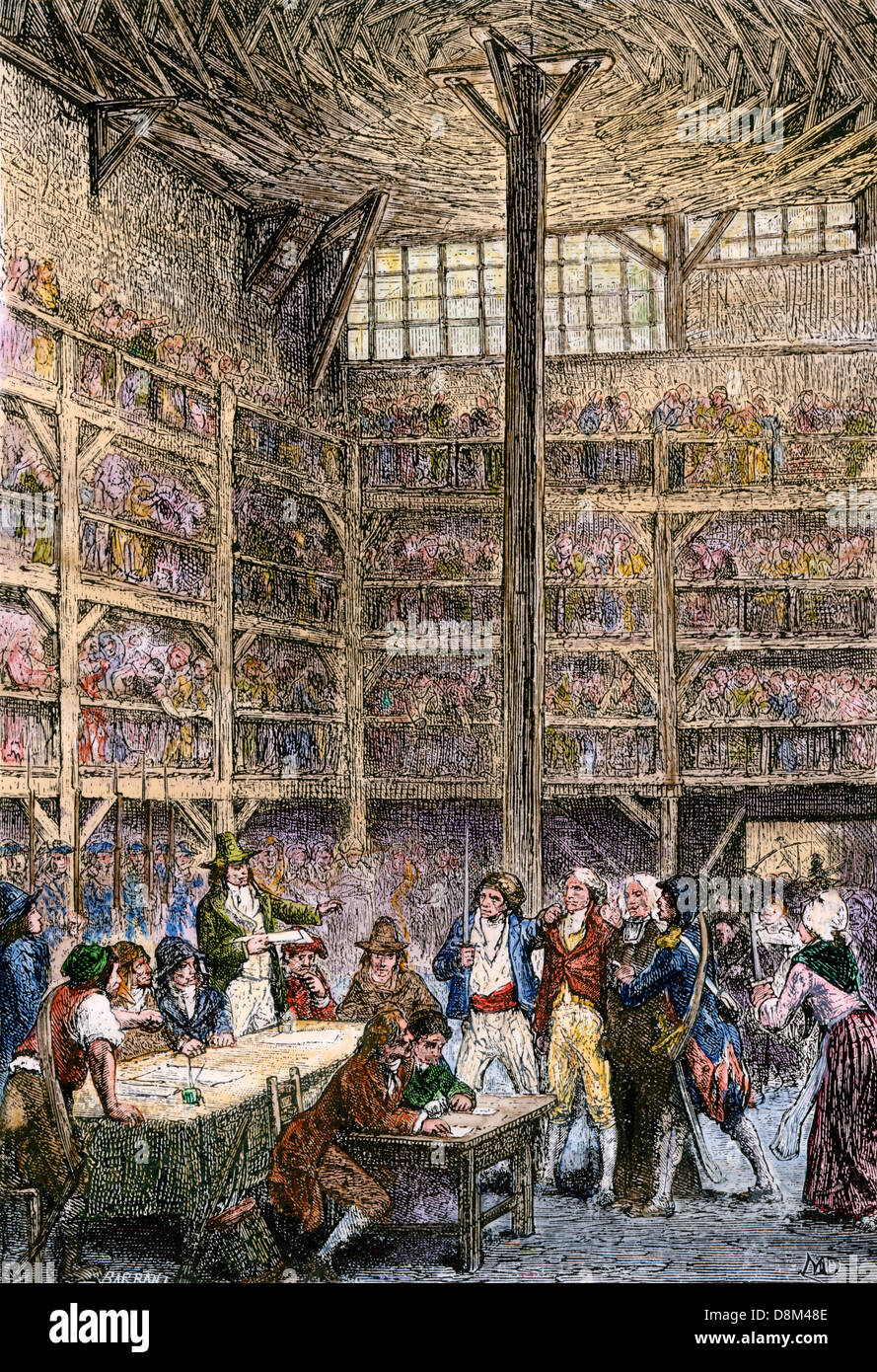 Revolutionäre Tribunal in die Abtei während der Herrschaft des Terrors, der Französischen Revolution. Hand - farbige Holzschnitt Stockfoto