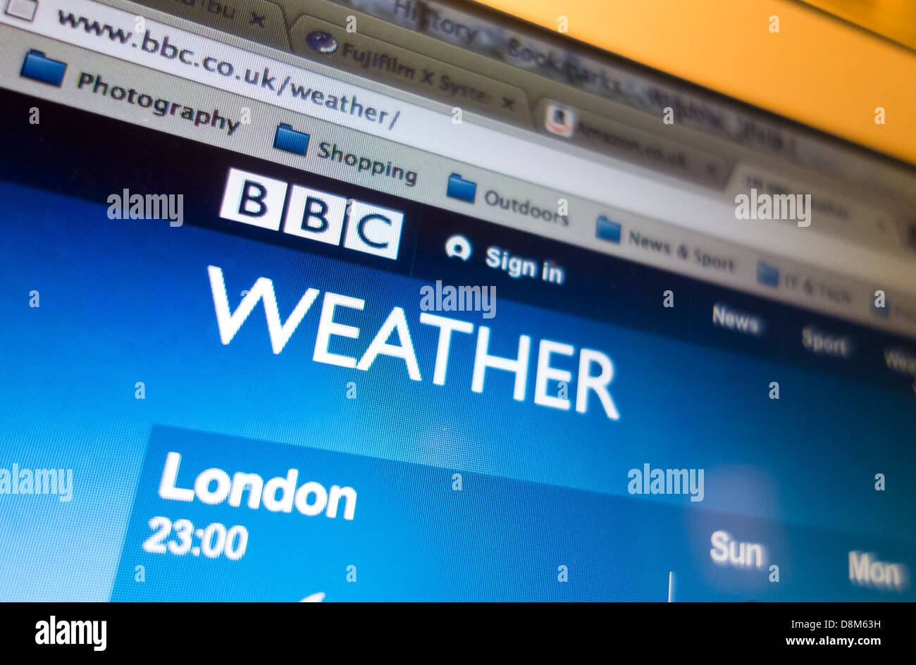 BBC Weather Homepage Stockfoto